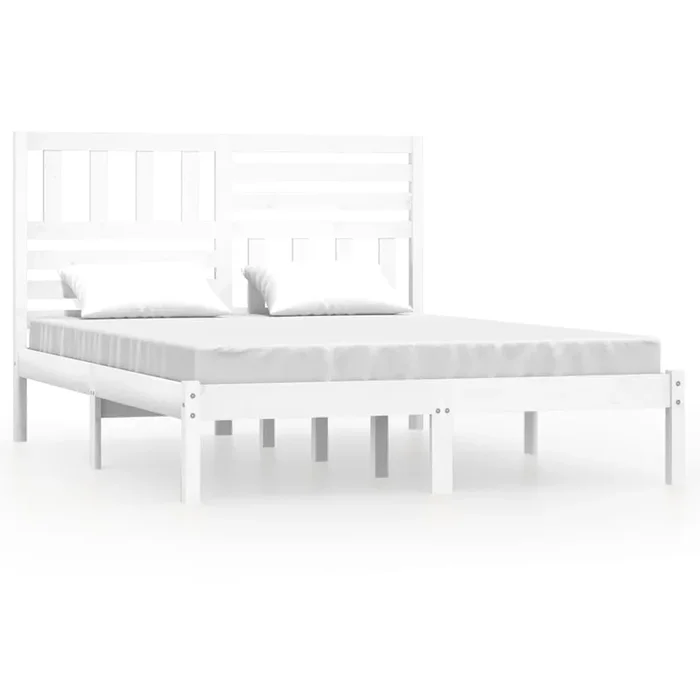 vidaXL Estructura de cama sin colchón madera de pino blanca 150×200 cm (31)