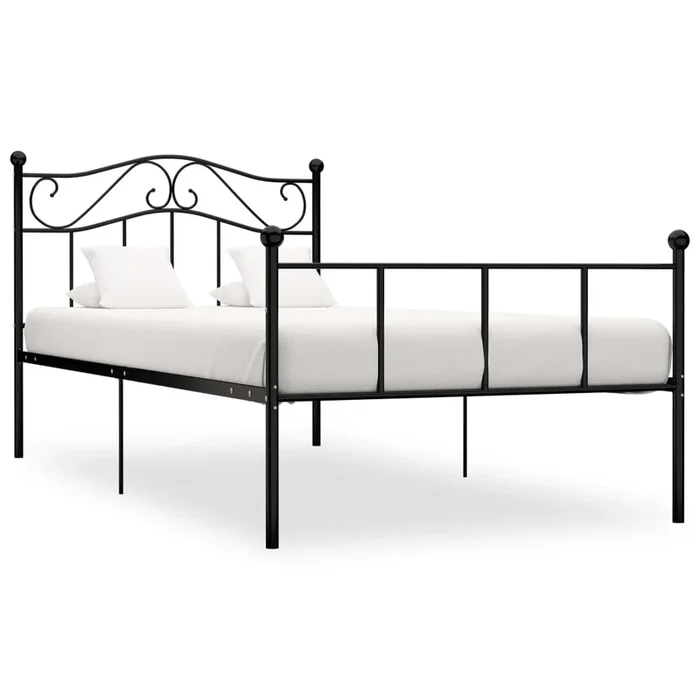 vidaXL Estructura de cama sin colchón metal negro 90×200 cm (12)