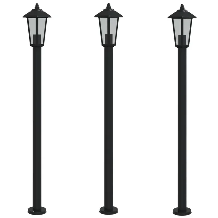 vidaXL Farolas de exterior 3 unidades acero inoxidable negro 120 cm