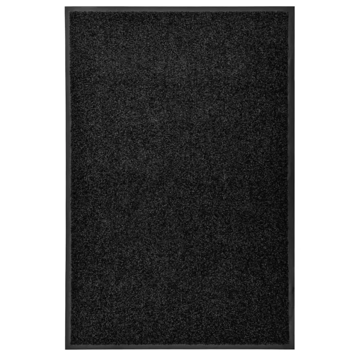 vidaXL Felpudo lavable negro 60×90 cm