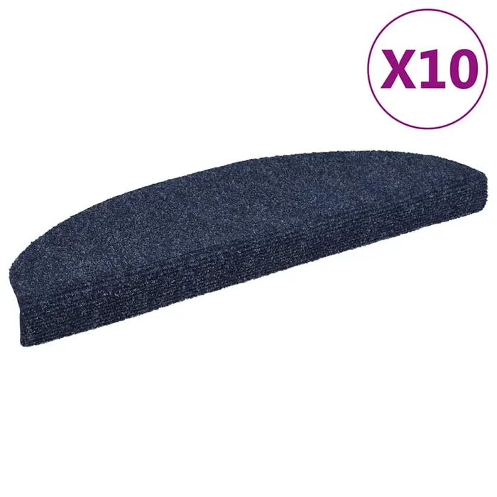 vidaXL Felpudos autoadhesivos para escaleras, 10 unidades, 65 x 21 x 4 cm, color azul, semicirculares, grandes