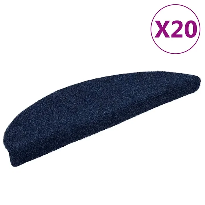 vidaXL Felpudos autoadhesivos para escaleras, 20 unidades, 56 x 17 x 3 cm, color azul marino, semicirculares