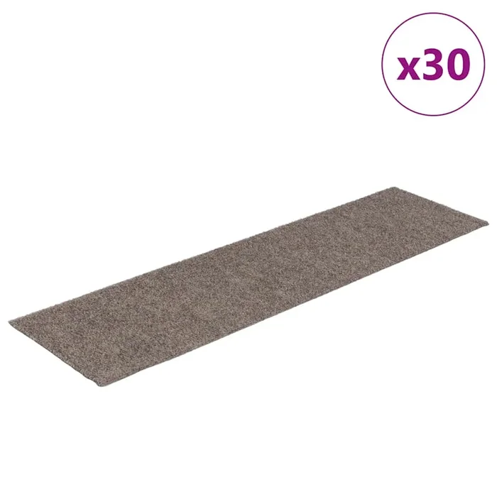 vidaXL Felpudos autoadhesivos para escaleras, 30 unidades, 76 x 20 cm, beige, rectangulares