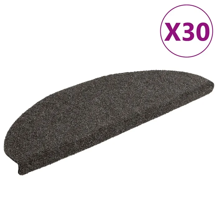 vidaXL Felpudos autoadhesivos para escaleras, 30 unidades, antracita, 65 x 21 x 4 cm, semicirculares, grandes