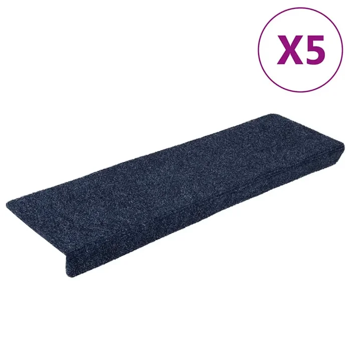 vidaXL Felpudos autoadhesivos para escaleras, 5 unidades, 65 x 21 x 4 cm, antracita, borde rectangular