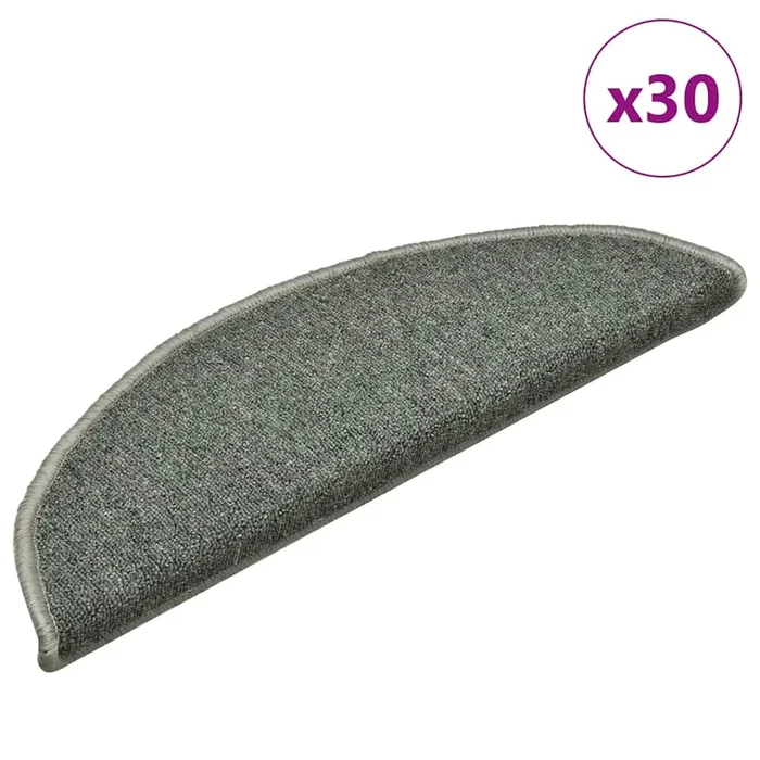 vidaXL Felpudos para escaleras 30 unidades 56x17x3 cm Verde oscuro Semicircular