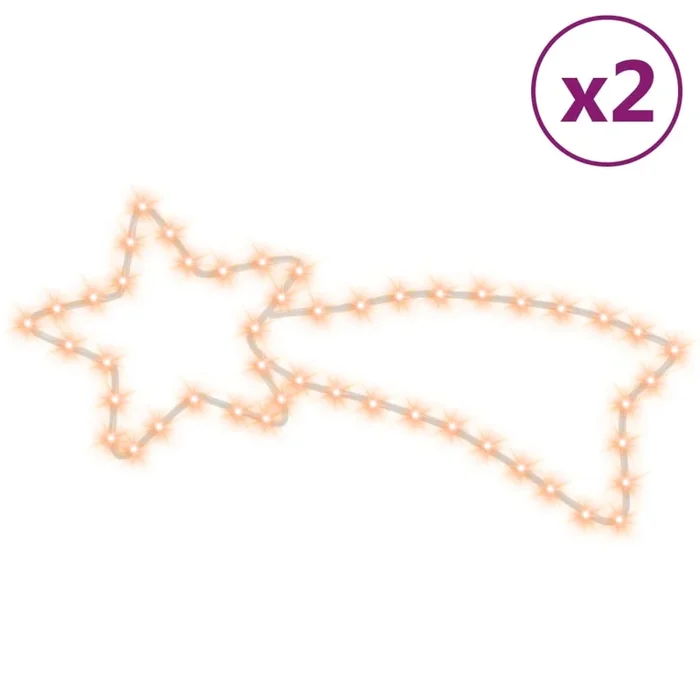 vidaXL Figuras estrella de Navidad 48 LED 2 uds blanco cálido 65×28 cm