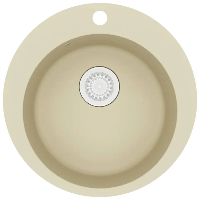 vidaXL Fregadero de cocina de granito con un seno redondo beige