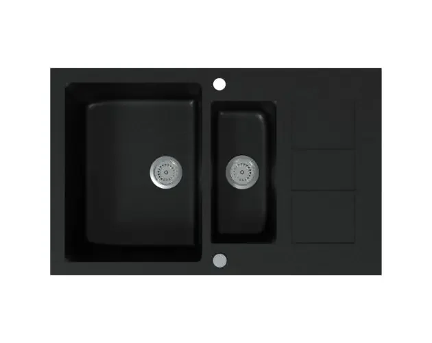 vidaXL fregadero de cocina de granito de dos senos negro | Brico Depôt Spedizione Mondiale