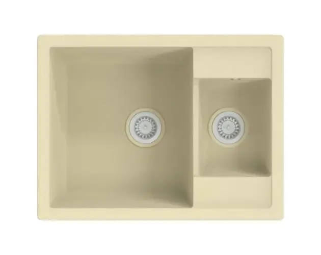 vidaXL fregadero de cocina doble seno con rebosadero granito beige | Brico Depôt Ultime Pezzi