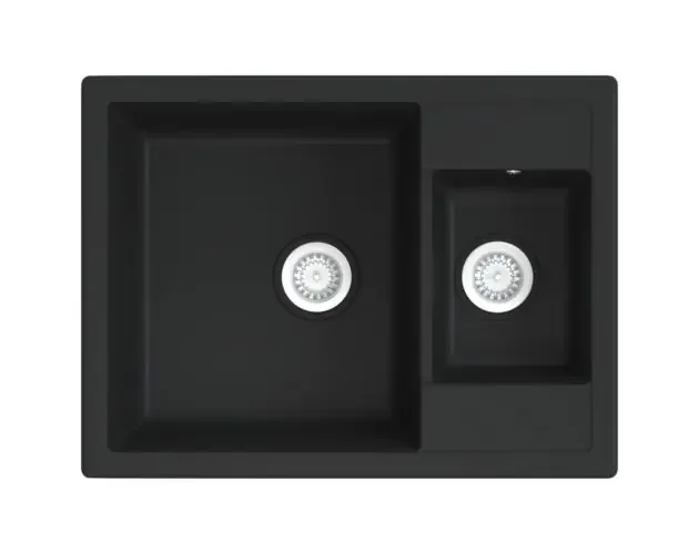 vidaXL fregadero de cocina doble seno con rebosadero granito negro | Brico Depôt Certificato