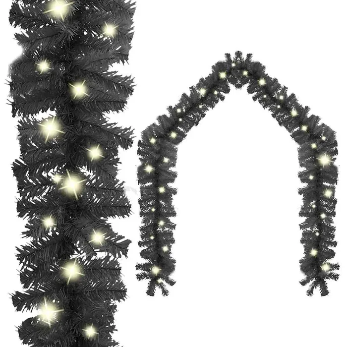 vidaXL Guirnalda de Navidad con luces LED negro 20 m