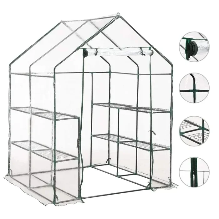 vidaXL Invernadero con 8 estantes 143x143x195 cm