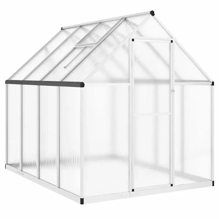 vidaXL Invernadero con marco base aluminio plateado 224x169x195 cm