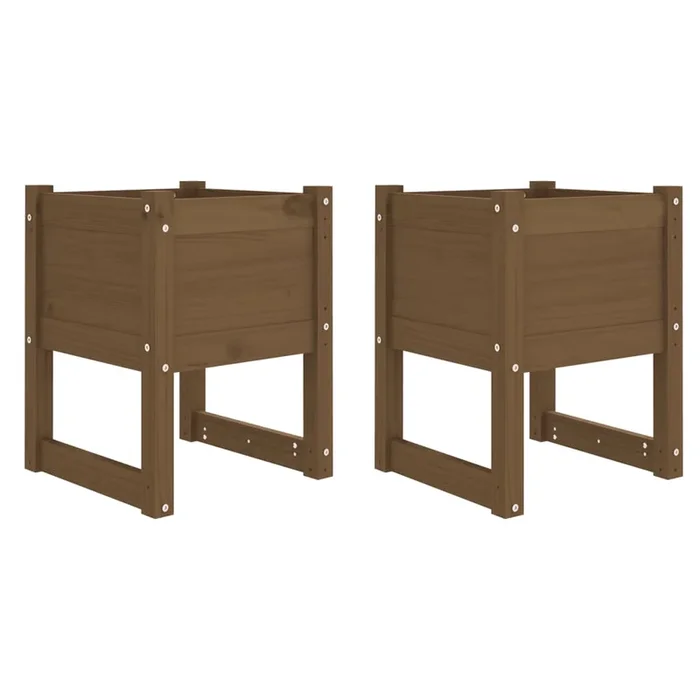 vidaXL Jardinera 2 uds madera maciza de pino marrón miel 40x40x52,5 cm