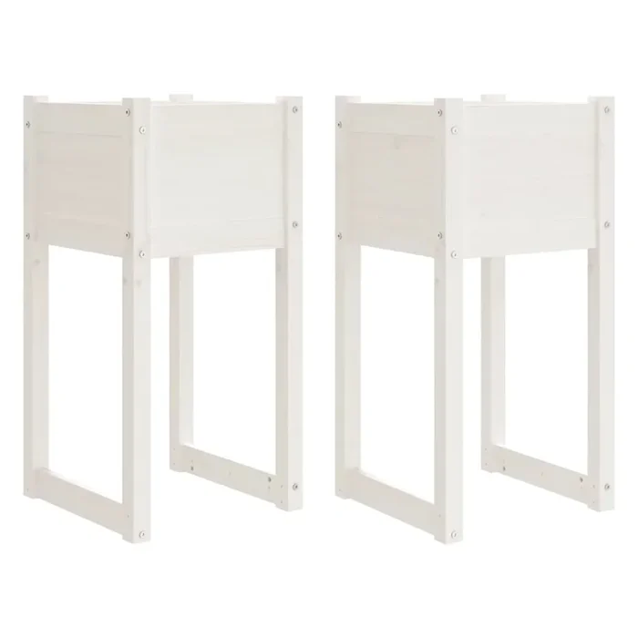 vidaXL Jardinera 2 unidades madera maciza de pino blanco 40x40x81 cm