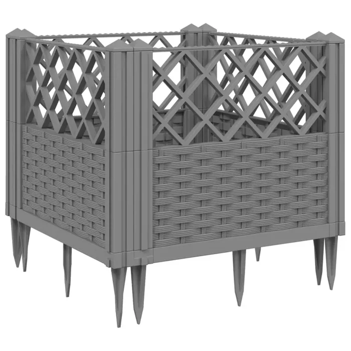 vidaXL Jardinera con clavijas PP gris claro 43,5×43,5×43,5 cm
