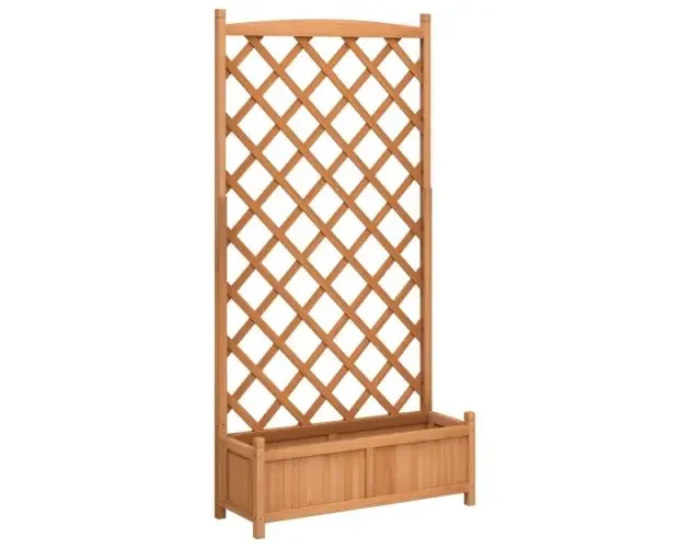 vidaXL jardinera con enrejado de madera maciza de abeto marrón | Brico Depôt Prezzo Ridotto