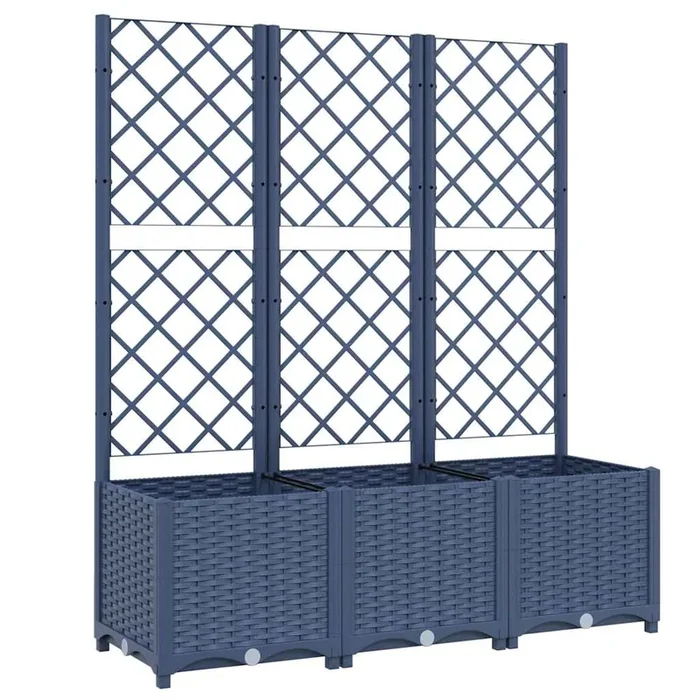 vidaXL Jardinera con enrejado PP azul gris 120x40x136 cm