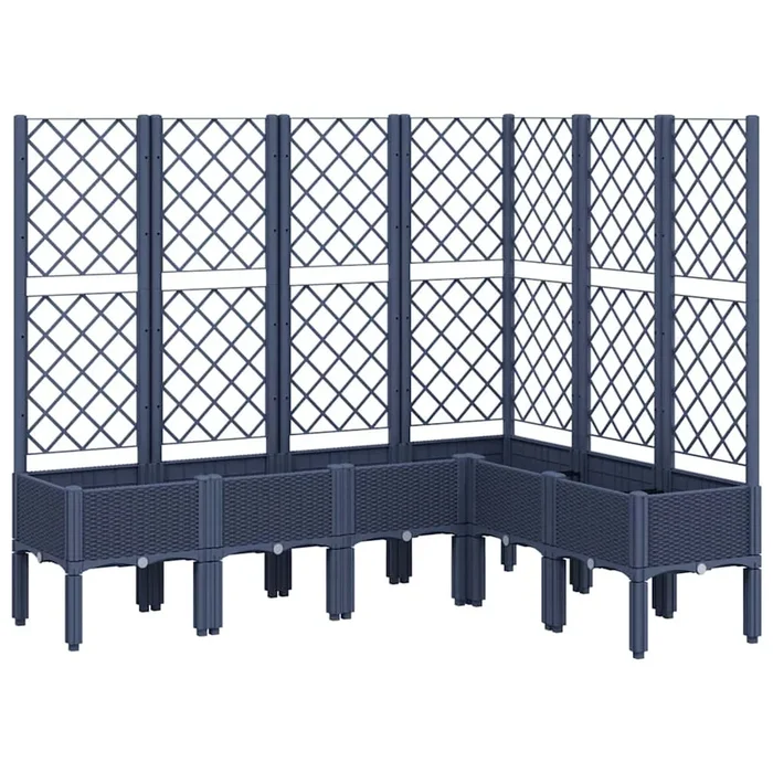 vidaXL Jardinera con enrejado PP azul gris 160x120x142 cm