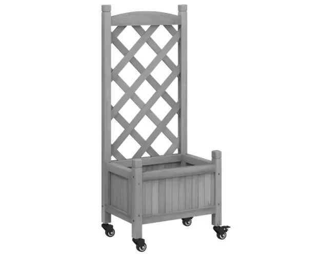 vidaXL jardinera con enrejado y ruedas madera maciza de abeto gris | Brico Depôt Offerta Limitata