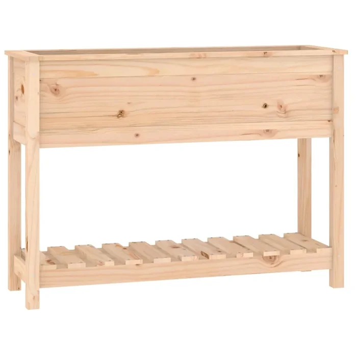 vidaXL Jardinera con estante madera maciza de pino 111,5×34,5×81 cm