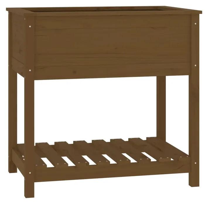 vidaXL Jardinera con estante madera maciza marrón miel 82,5x54x81 cm