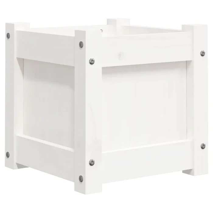 vidaXL Jardinera de madera maciza de pino blanca 31x31x31 cm