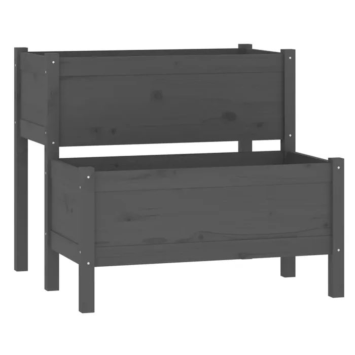 vidaXL Jardinera de madera maciza de pino gris 84,5x84x75 cm