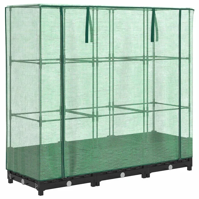 vidaXL Jardinera elevada con cubierta de invernadero aspecto ratán 120x40x123 cm (2)
