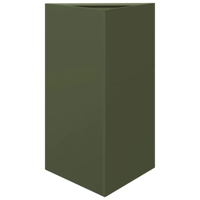 vidaXL Jardinera triangular acero verde oliva 50x43x75 cm