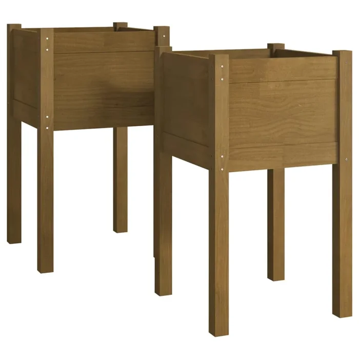vidaXL Jardineras 2 uds madera maciza de pino marrón miel 40x40x70 cm