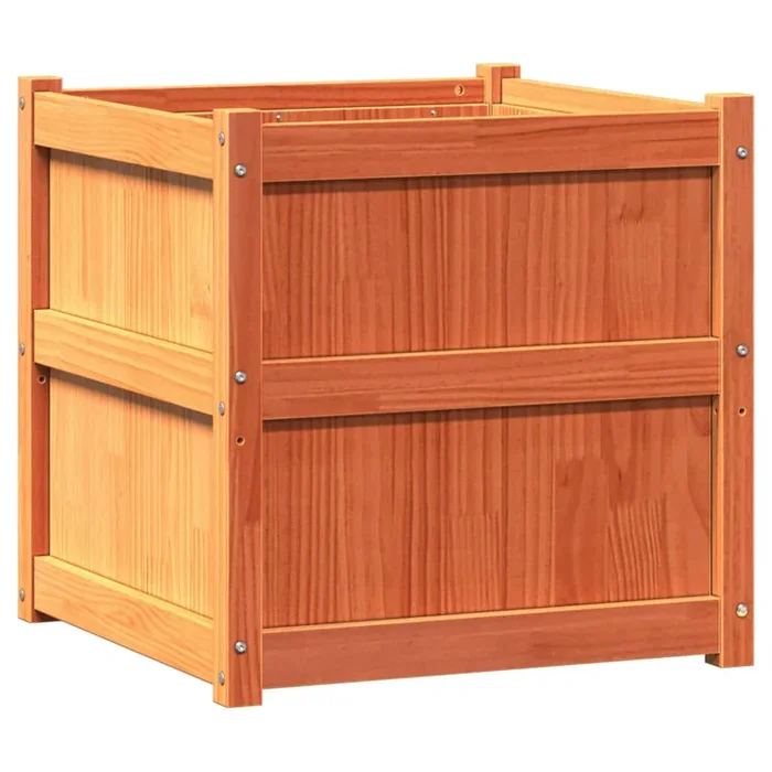 vidaXL Jardineras de exterior 2 uds madera maciza de pino marrón cera (4)
