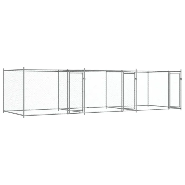 vidaXL Jaula de perros con puertas acero galvanizado gris 6x2x1,5 m