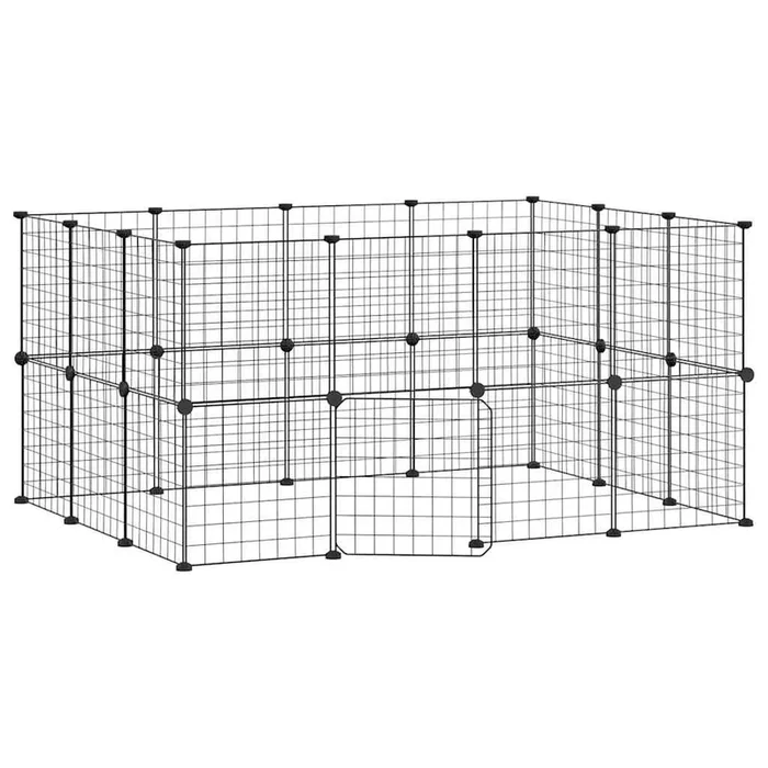 vidaXL Jaula para mascotas de 28 paneles puerta acero negro 35×35 cm (5)