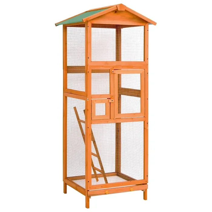 vidaXL Jaula para pájaros madera maciza de abeto 68x62x166 cm