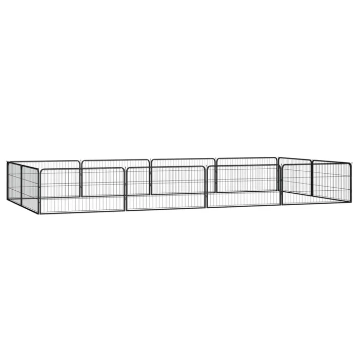 vidaXL Jaula perros 12 paneles acero recubierto polvo negro 100×50 cm (2)