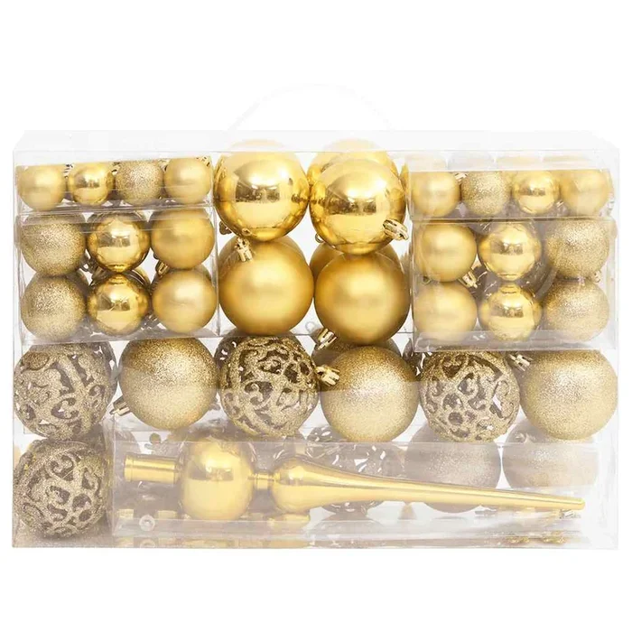 vidaXL Juego de bolas de Navidad 111 pzas poliestireno dorado