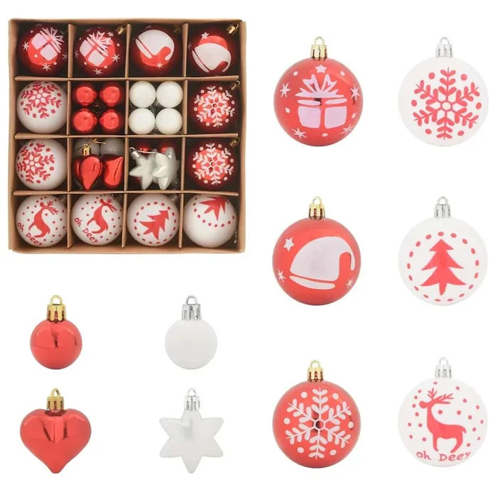 vidaXL Juego de Esferas de Navidad 40 pcs Rojo y