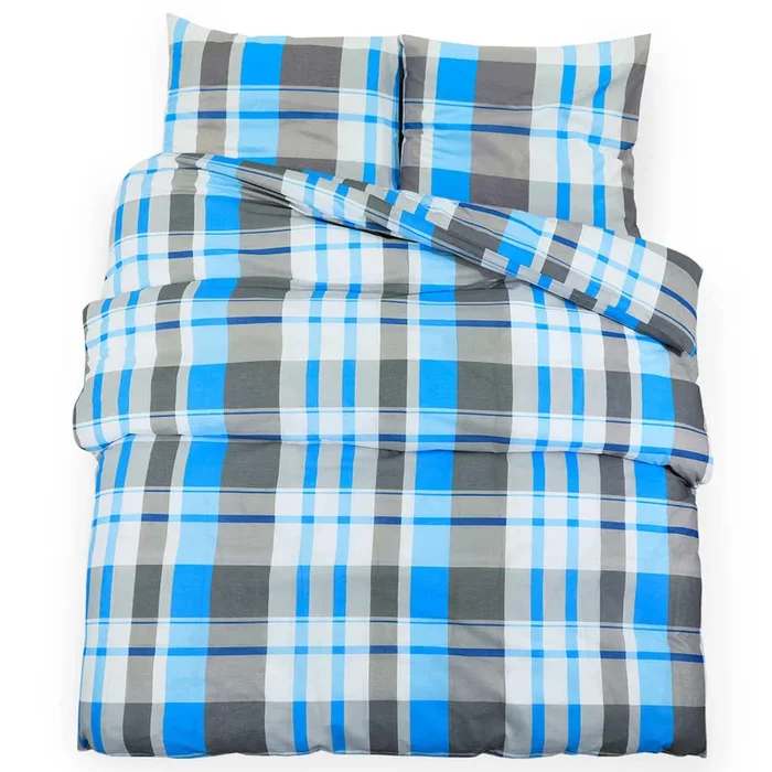 vidaXL Juego de funda nórdica algodón azul y gris 140×200 cm (2)