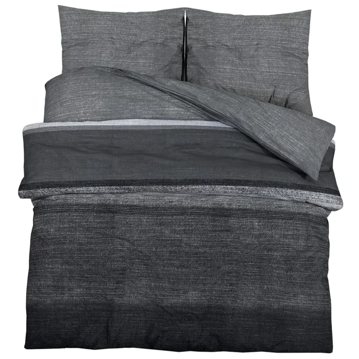vidaXL Juego de funda nórdica algodón gris oscuro 200×200 cm (5)