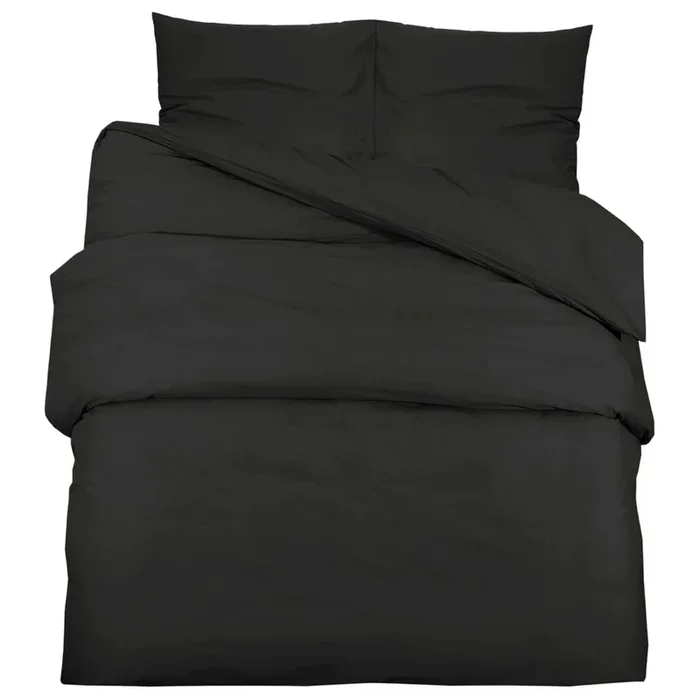 vidaXL Juego de funda nórdica algodón negro 140×200 cm (3)
