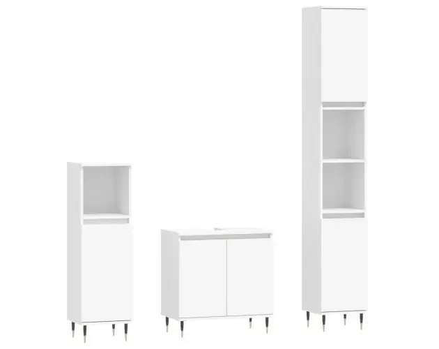 vidaXL juego de muebles de baño 3 pzas madera contrachapada blanco | Brico Depôt A Buon Prezzo