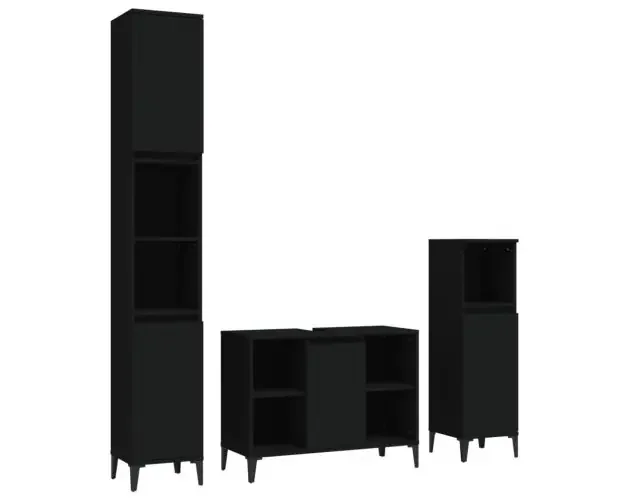 vidaXL juego de muebles de baño 3 pzas madera contrachapada negro | Brico Depôt Must-Have