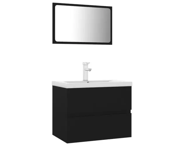 vidaXL juego de muebles de baño madera de ingeniería negro | Brico Depôt In Voga
