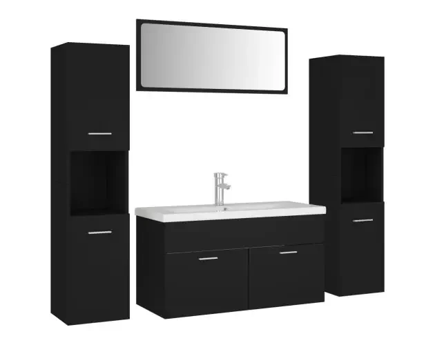 vidaXL juego de muebles de baño madera de ingeniería negro | Brico Depôt Prezzo Scontato