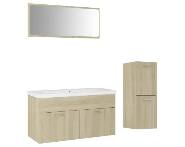 vidaXL juego de muebles de baño madera de ingeniería roble sonoma | Brico Depôt Offerta