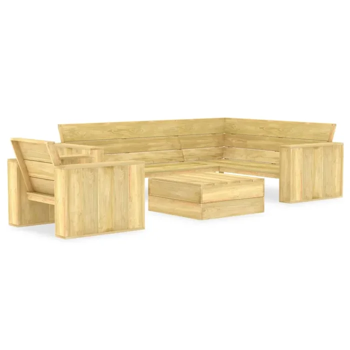 vidaXL Juego de muebles de jardín 3 piezas madera de pino impregnada (2)