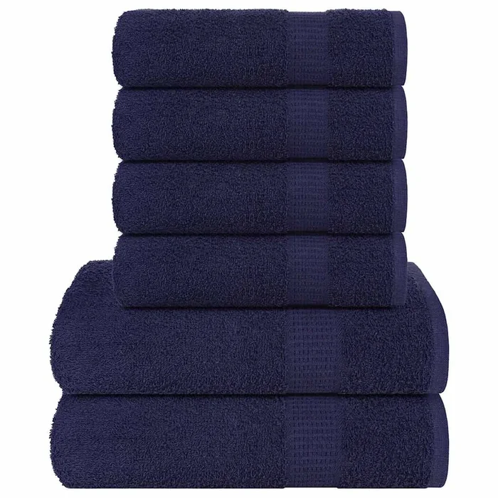 vidaXL Juego de toallas 6 piezas 100% algodón azul marino 360 gsm