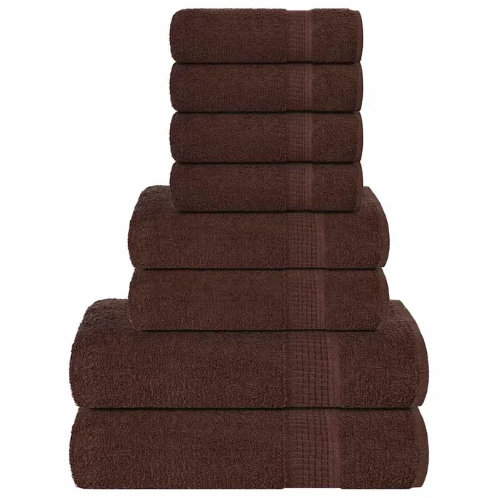 vidaXL Juego de toallas 8 piezas 100% algodón marrón 360 gsm